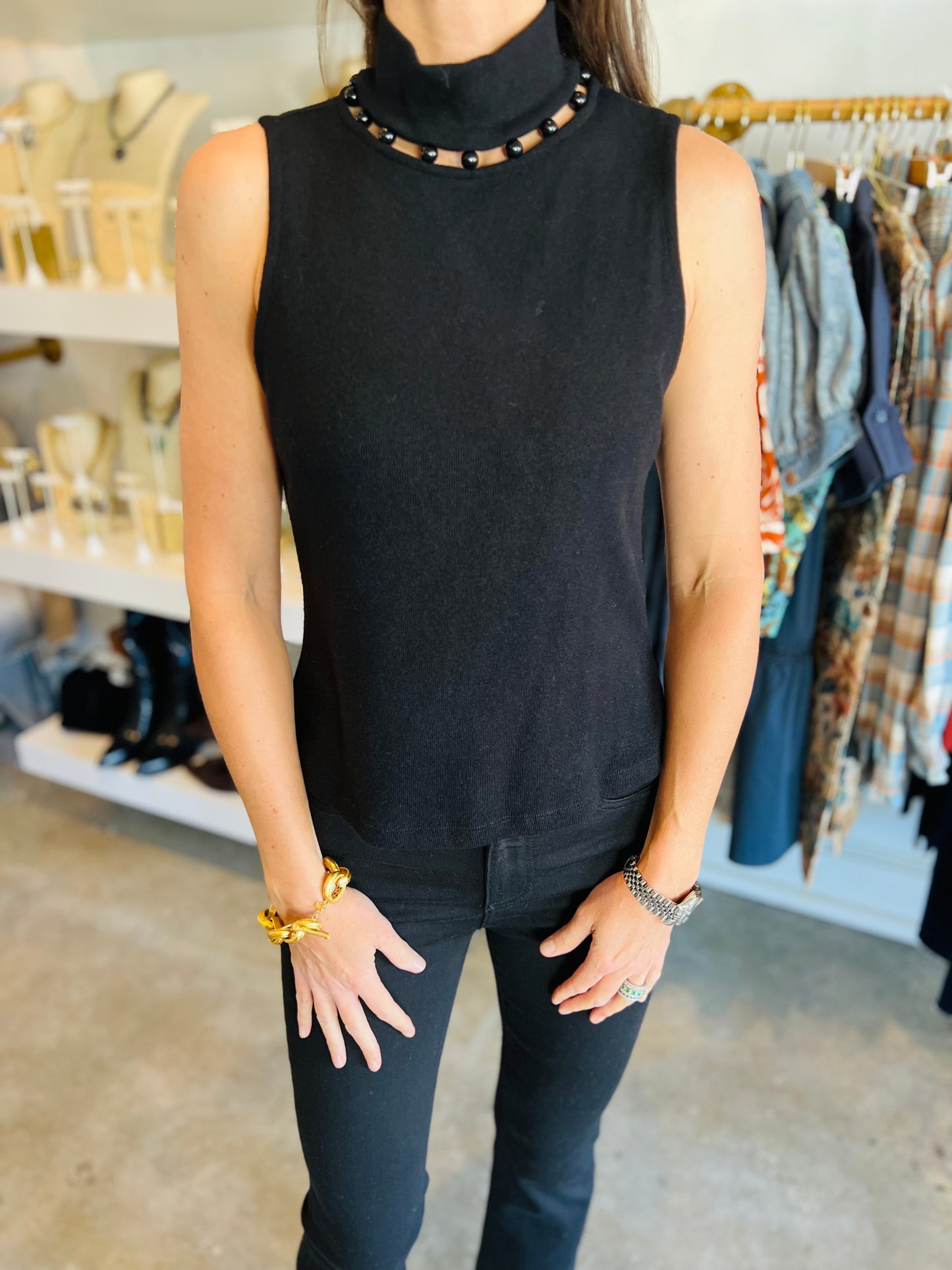 Black Pearl Detail Top