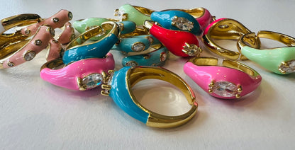 Enamel Gemstone Rings