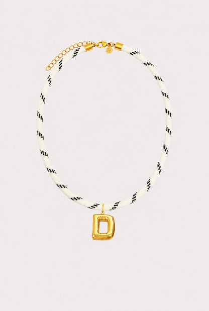 White Paracord Initial Necklace