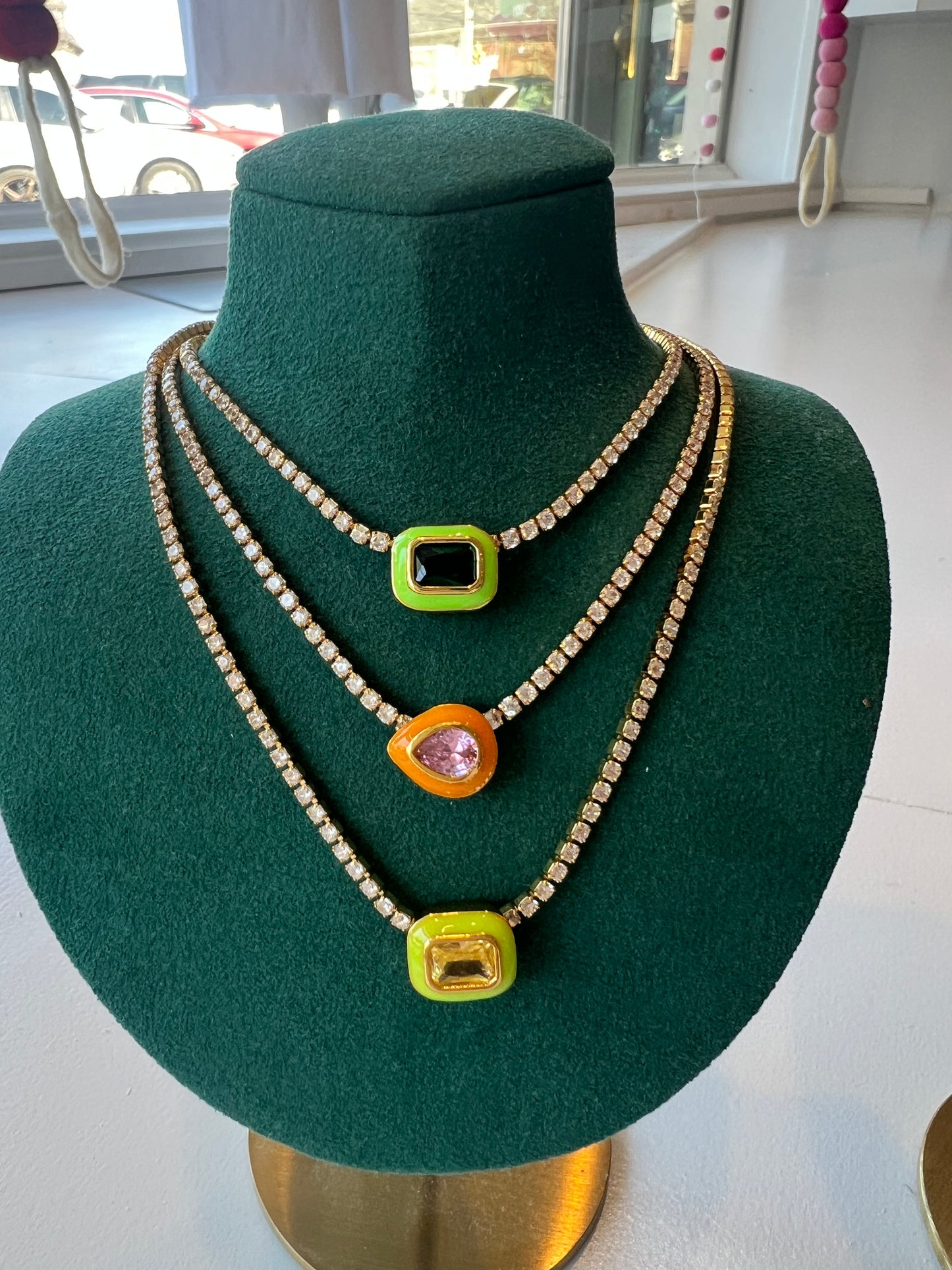 Diamond Chain Gem Necklace