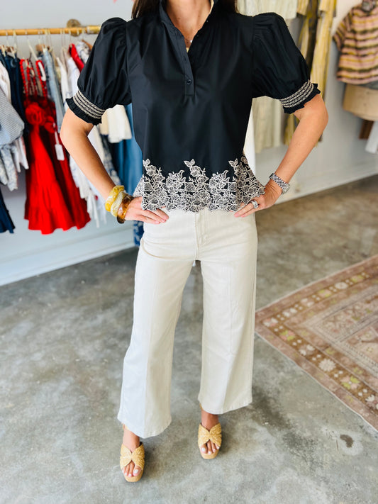 Black Embroidery Blouse
