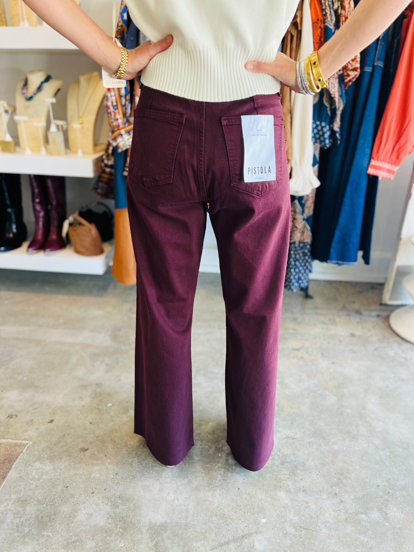 Penny High Rise Wide Leg Claret