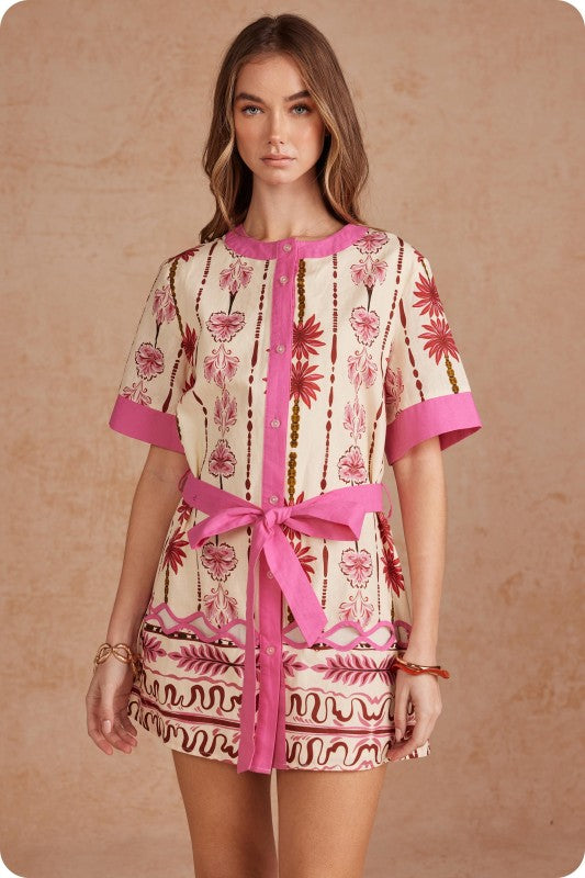 Tropical Tie Waist Dress
