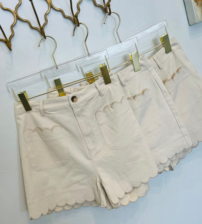 Ecru Scallop Shorts