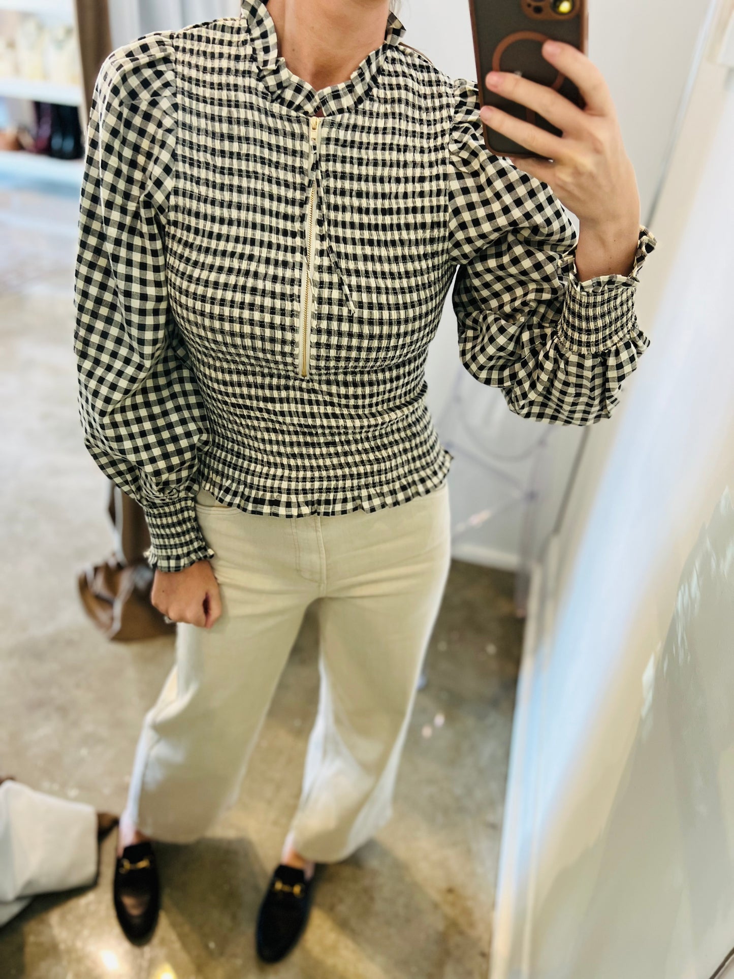 Black Gingham Blouse