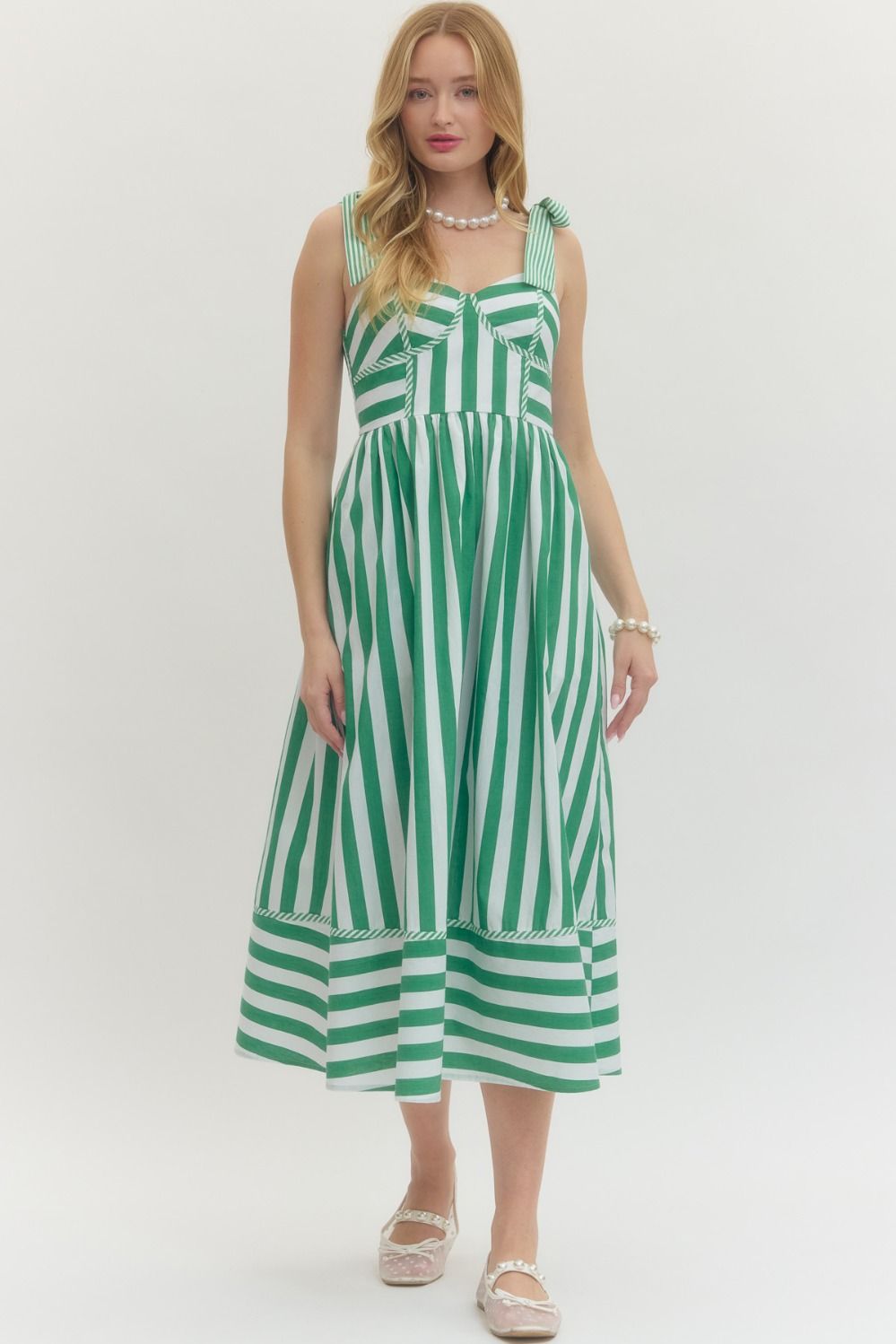 Green Stripe Tie Dress