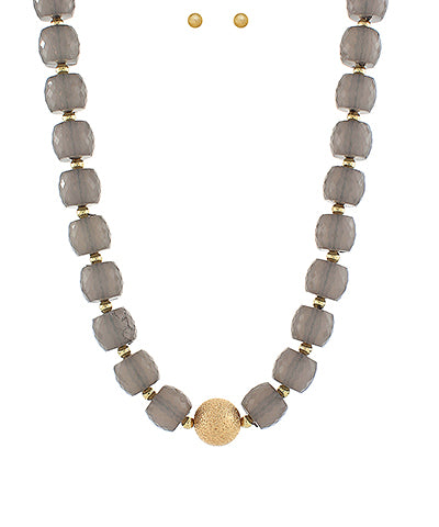 Grey Metal Ball Necklace