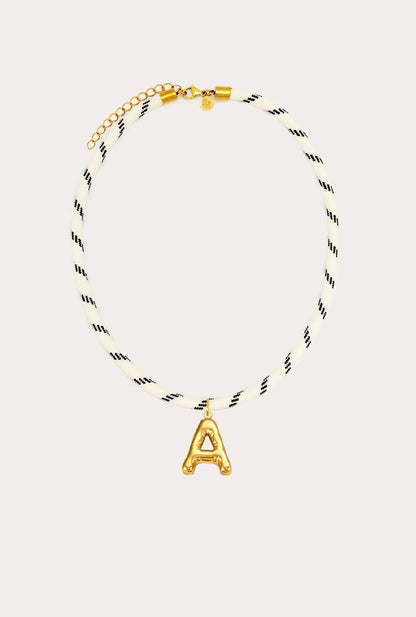 White Paracord Initial Necklace