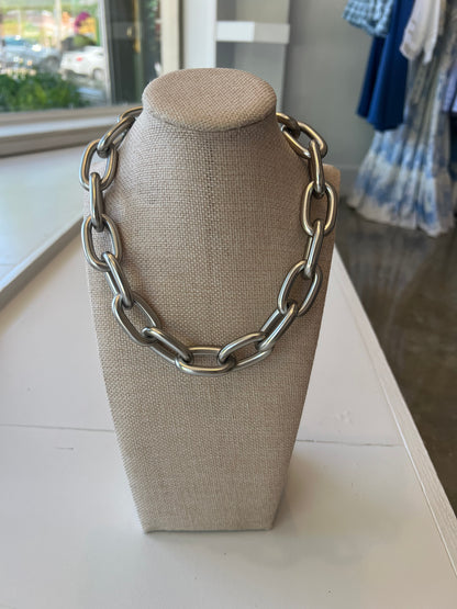 Thick Silver Link Necklace