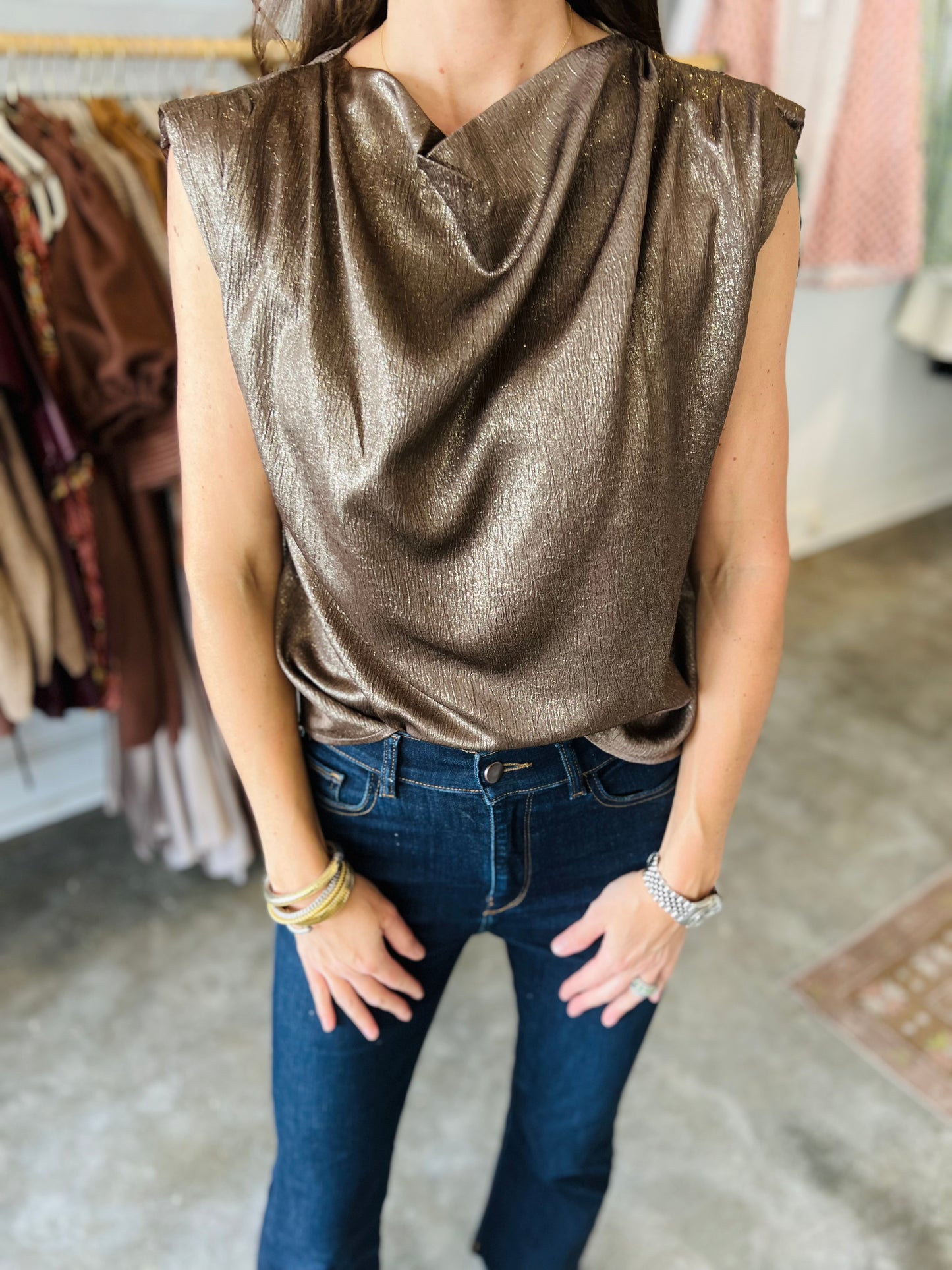 Bronze Shimmer Sleeveless Top