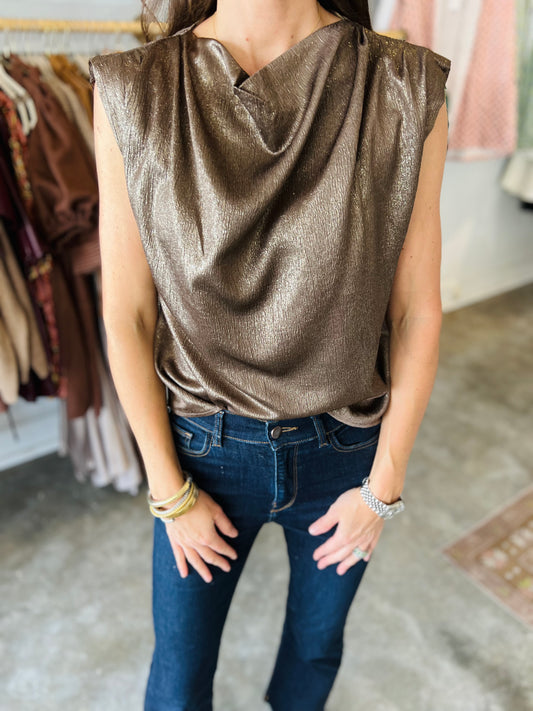 Bronze Shimmer Sleeveless Top