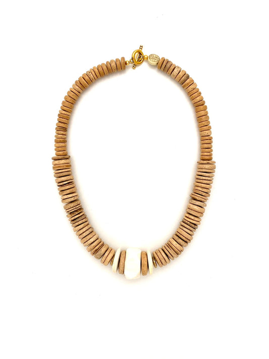 Natural Wood Coconut Bead Necklace