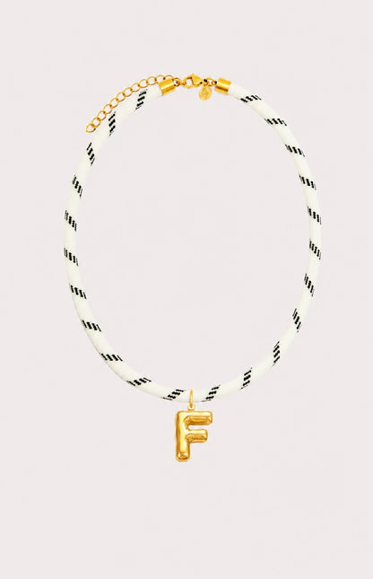 White Paracord Initial Necklace