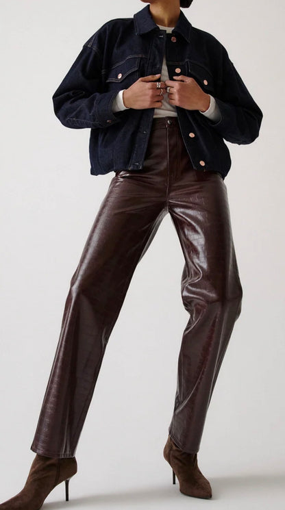 Cassie Super High Rise Burgundy Croc