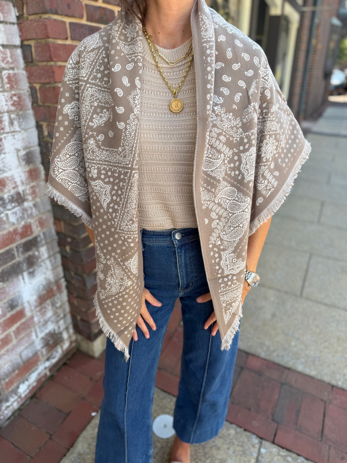 Beige Bandana Taylor Scarf
