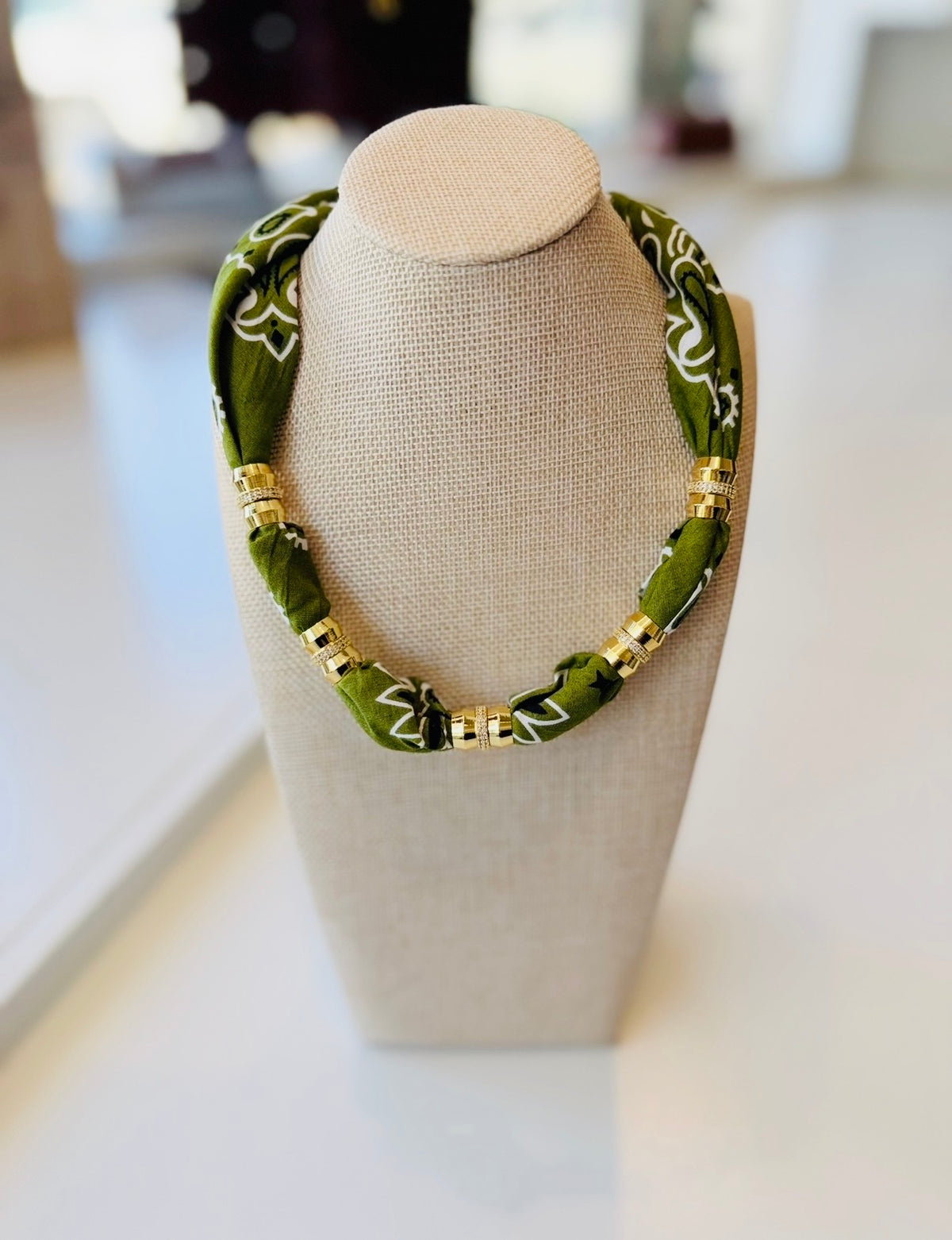 Olive Bandana Necklace