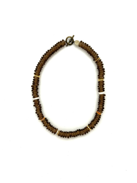 Brown Saucer Glass Necklace