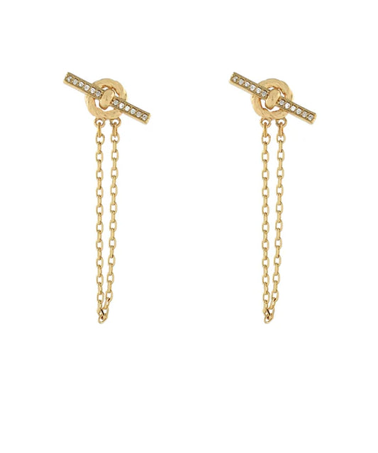 Pave Bar Chain Earrings