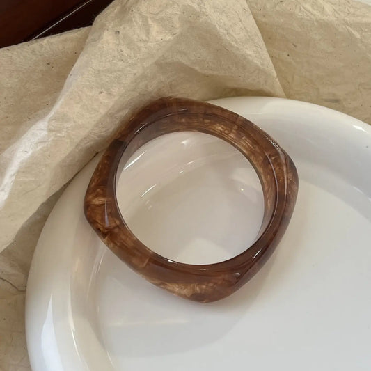 Geometric Acrylic Bangle Brown