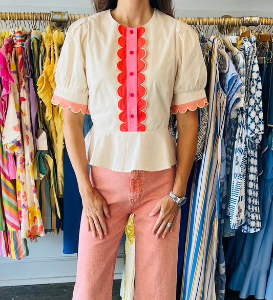 Ecru/ Multi Top