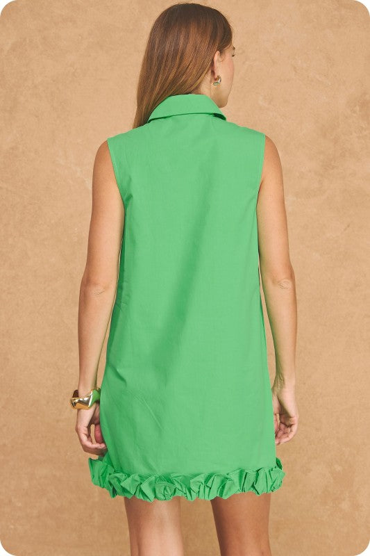 Green Poplin Shirt Dress