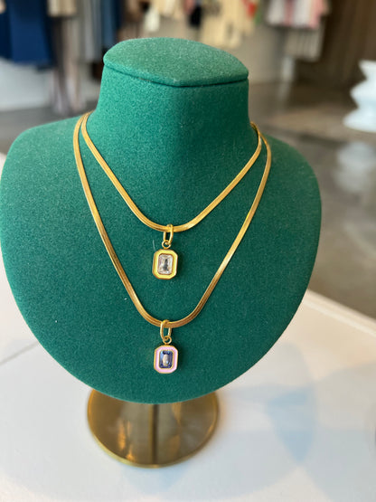 Rectangle Gem Necklace
