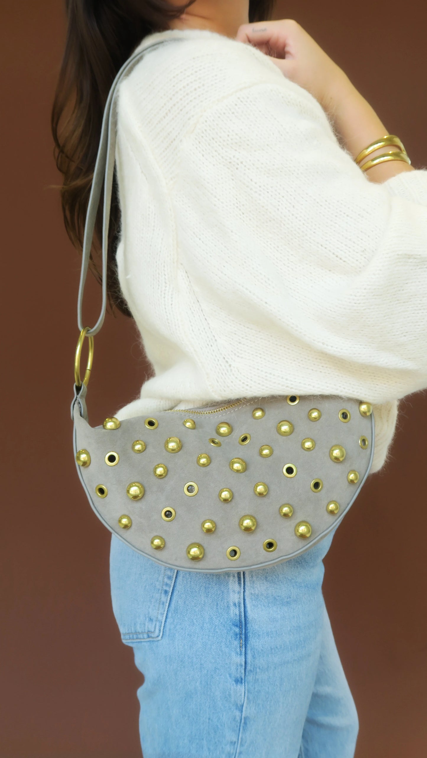 Maeve Studded Grey Bag