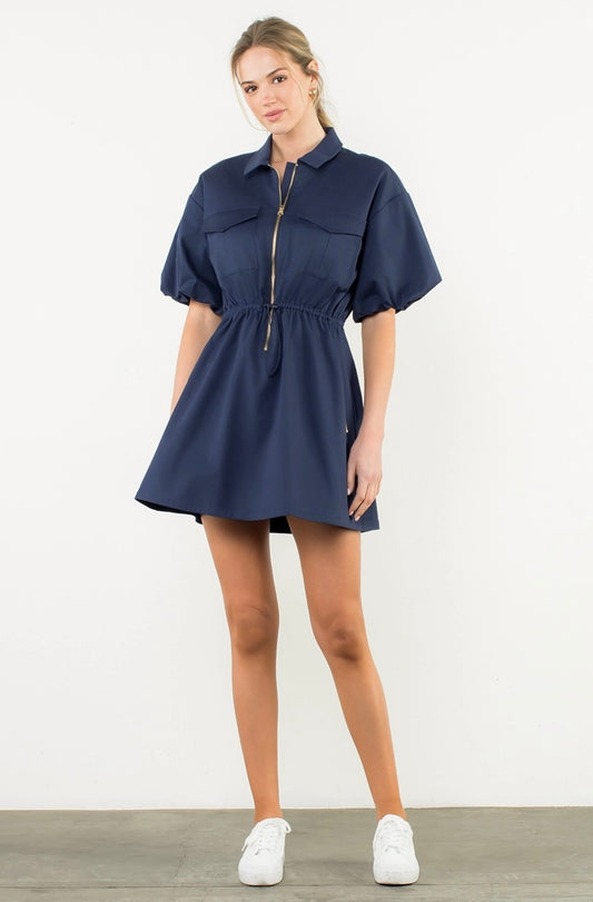 Navy Zip Dress