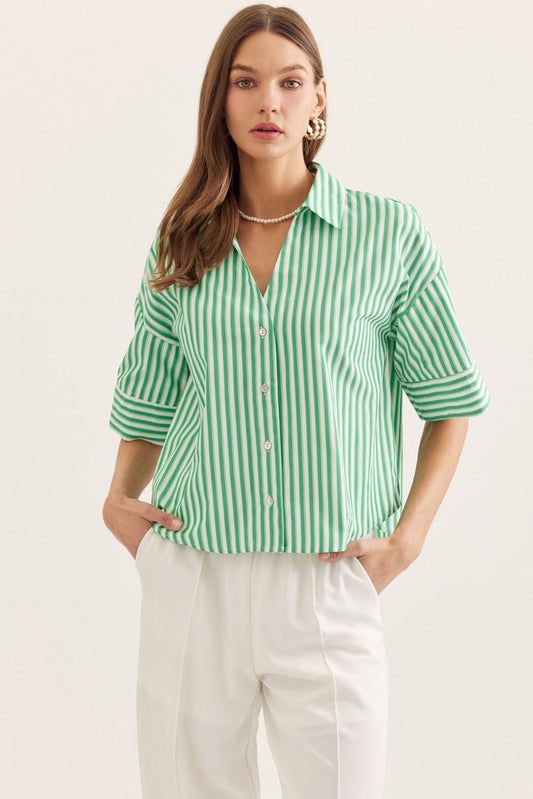 Green Stripe Blouse