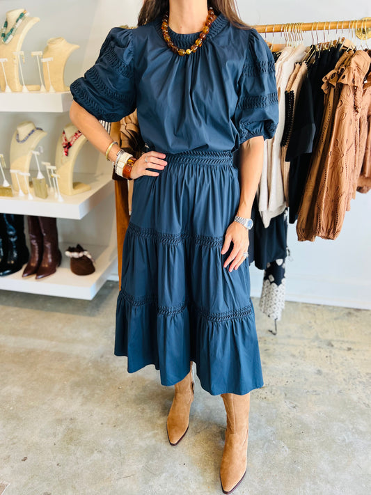 Navy Braid Blouse