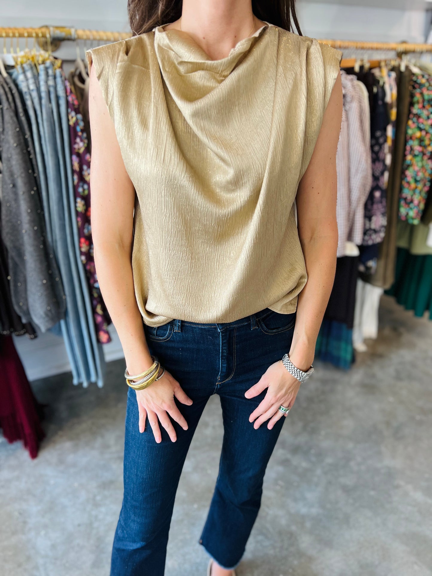 Gold Shimmer Sleeveless Top
