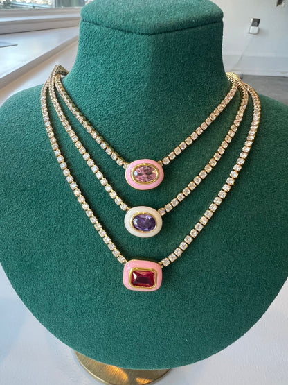 Diamond Chain Gem Necklace