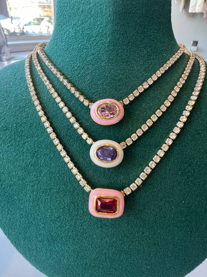 Diamond Chain Gem Necklace