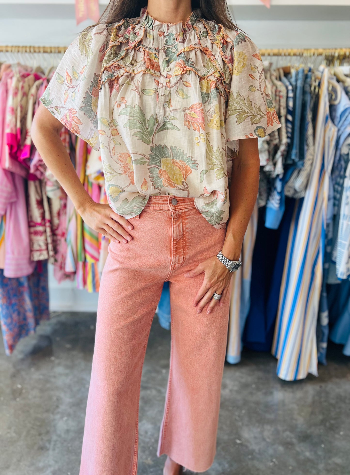 Taupe Floral Top
