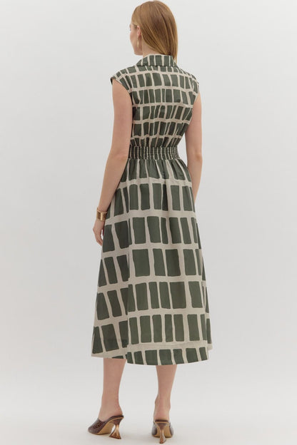 Olive Print Dress