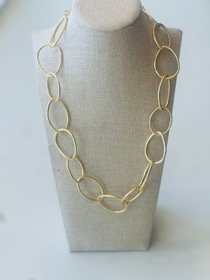 Thin Gold Oval Link Necklace
