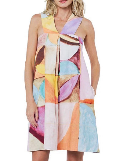 V Strap Flowy Mini Dress