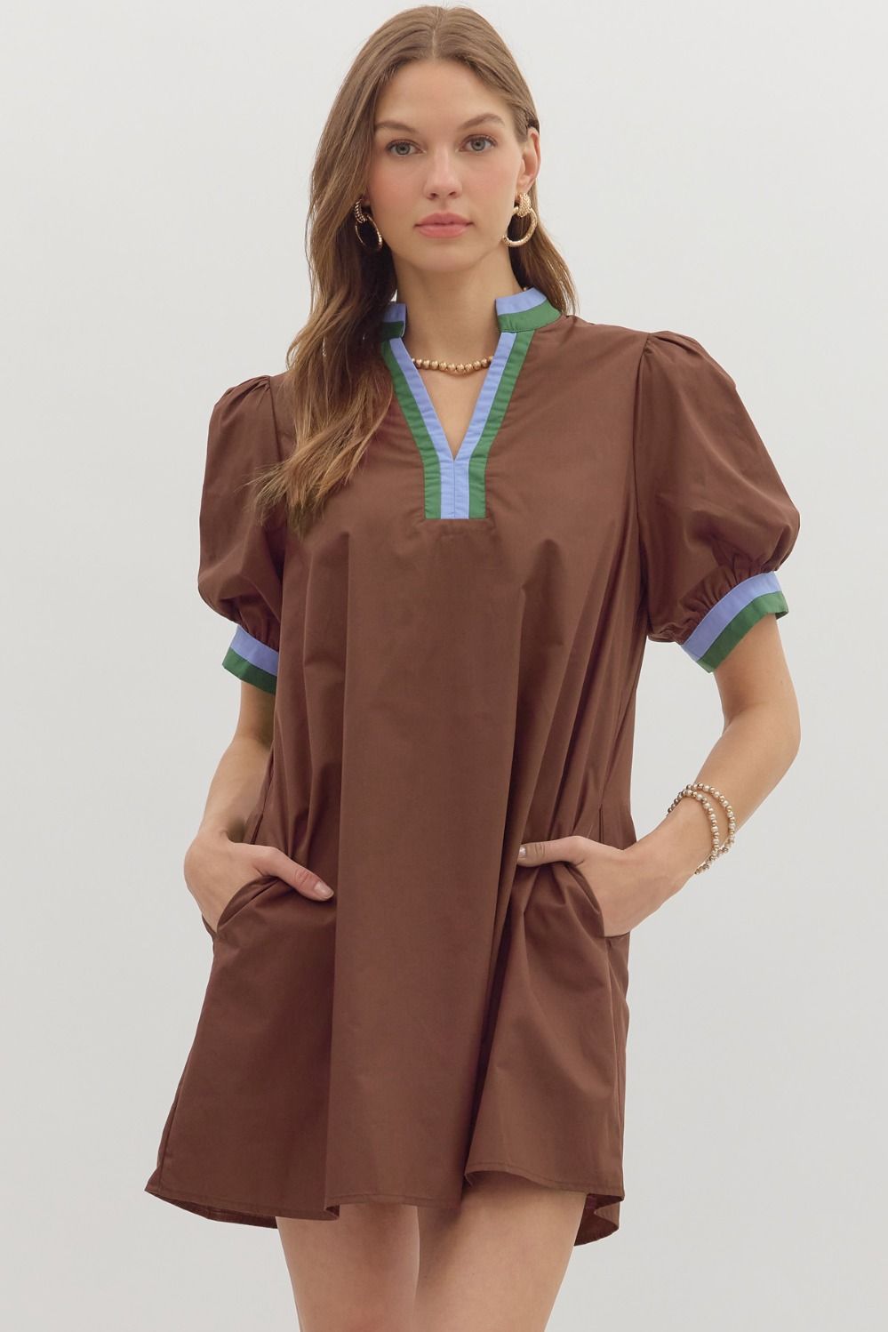 CHOCOLATE ACCENT DRESS