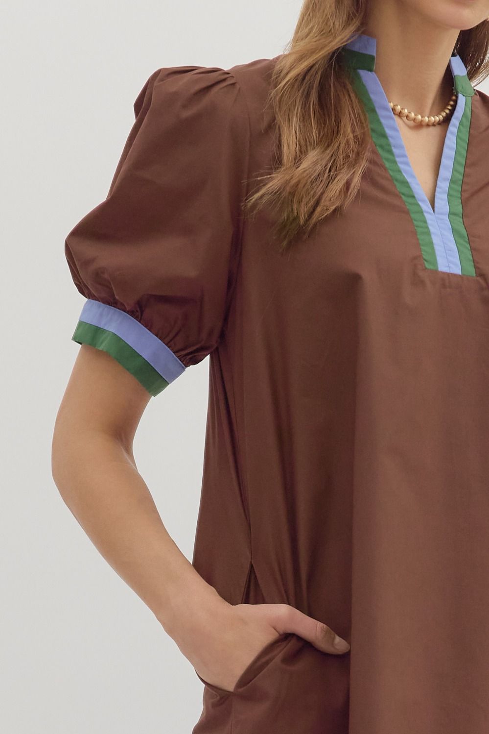 CHOCOLATE ACCENT DRESS