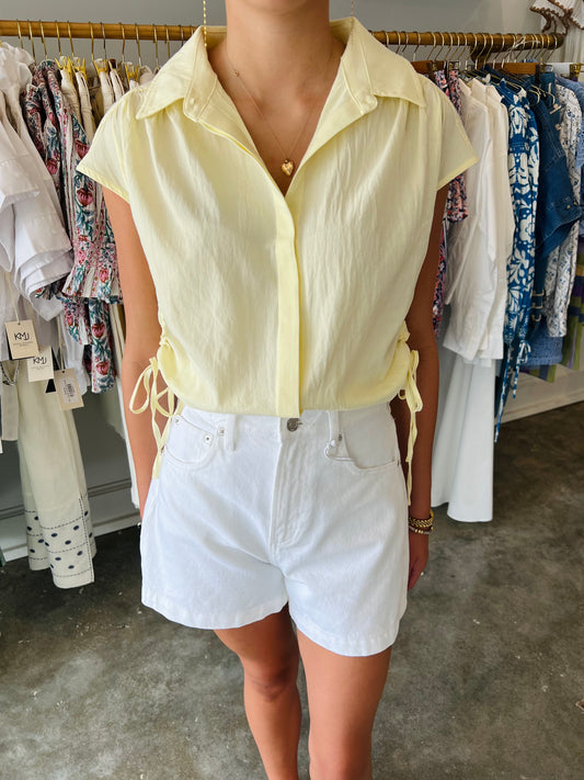 LIGHT YELLOW CAP SLEEVE TOP