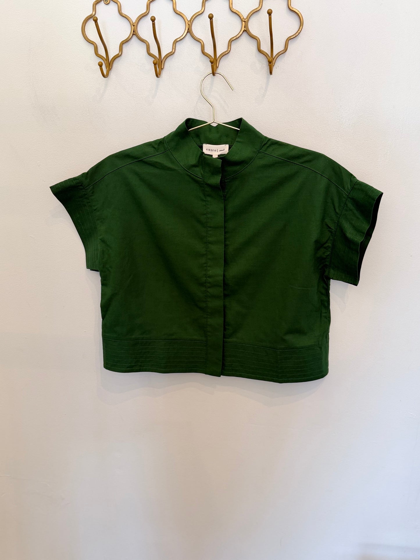 Forest Green Linen Button Down