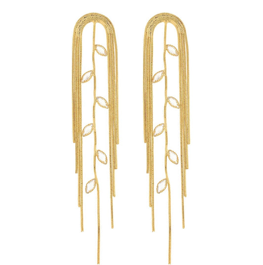 Fringe Chain Baguette Earrings