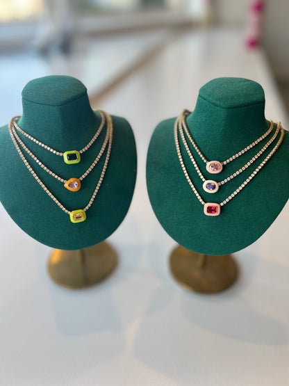 Diamond Chain Gem Necklace