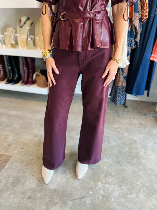 Penny High Rise Wide Leg Claret
