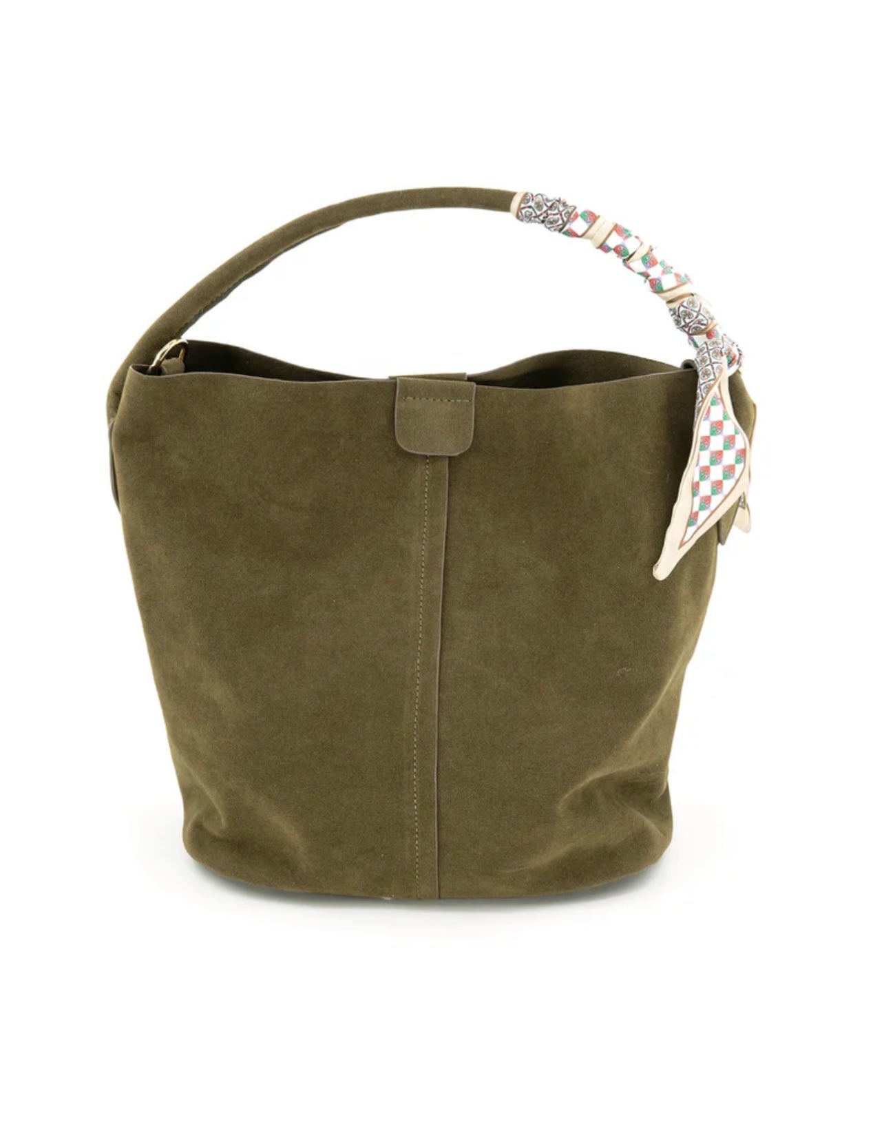 Olive Scarf Suede Bag
