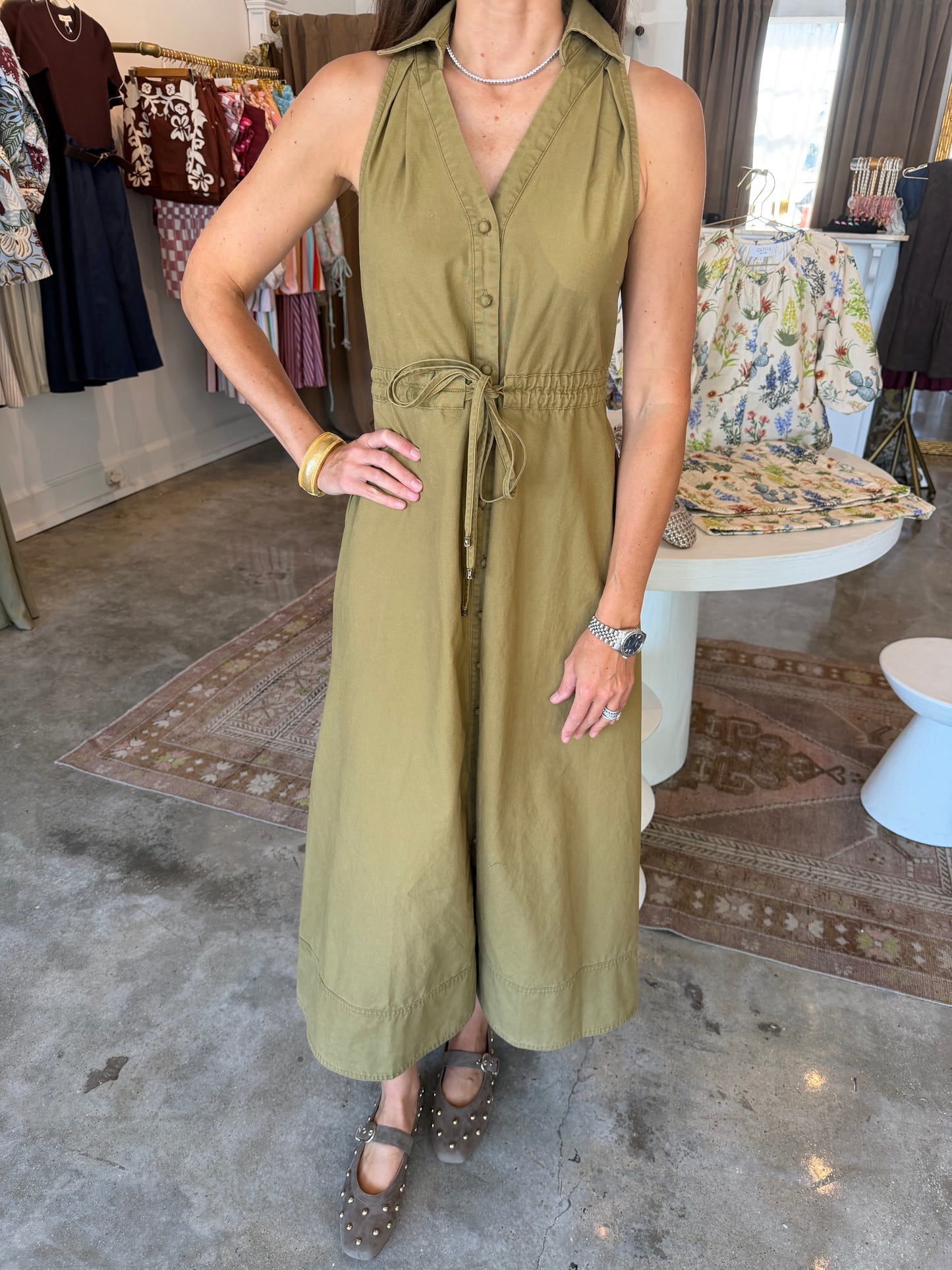 Olive Tie Waist Dress