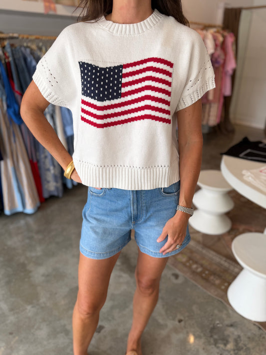 Short Sleeve Flag Sweater