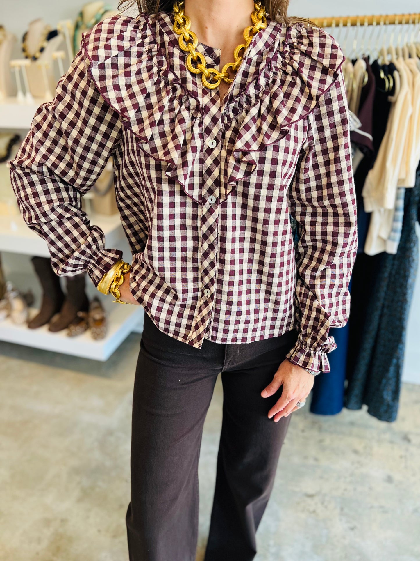 Plaid Ruffle Top