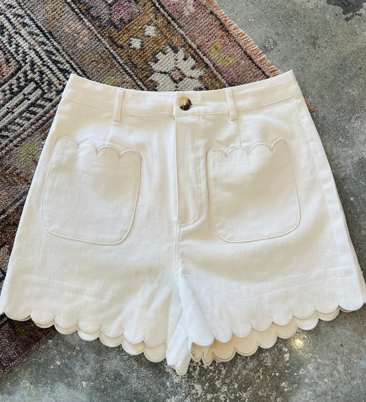 Ecru Scallop Shorts