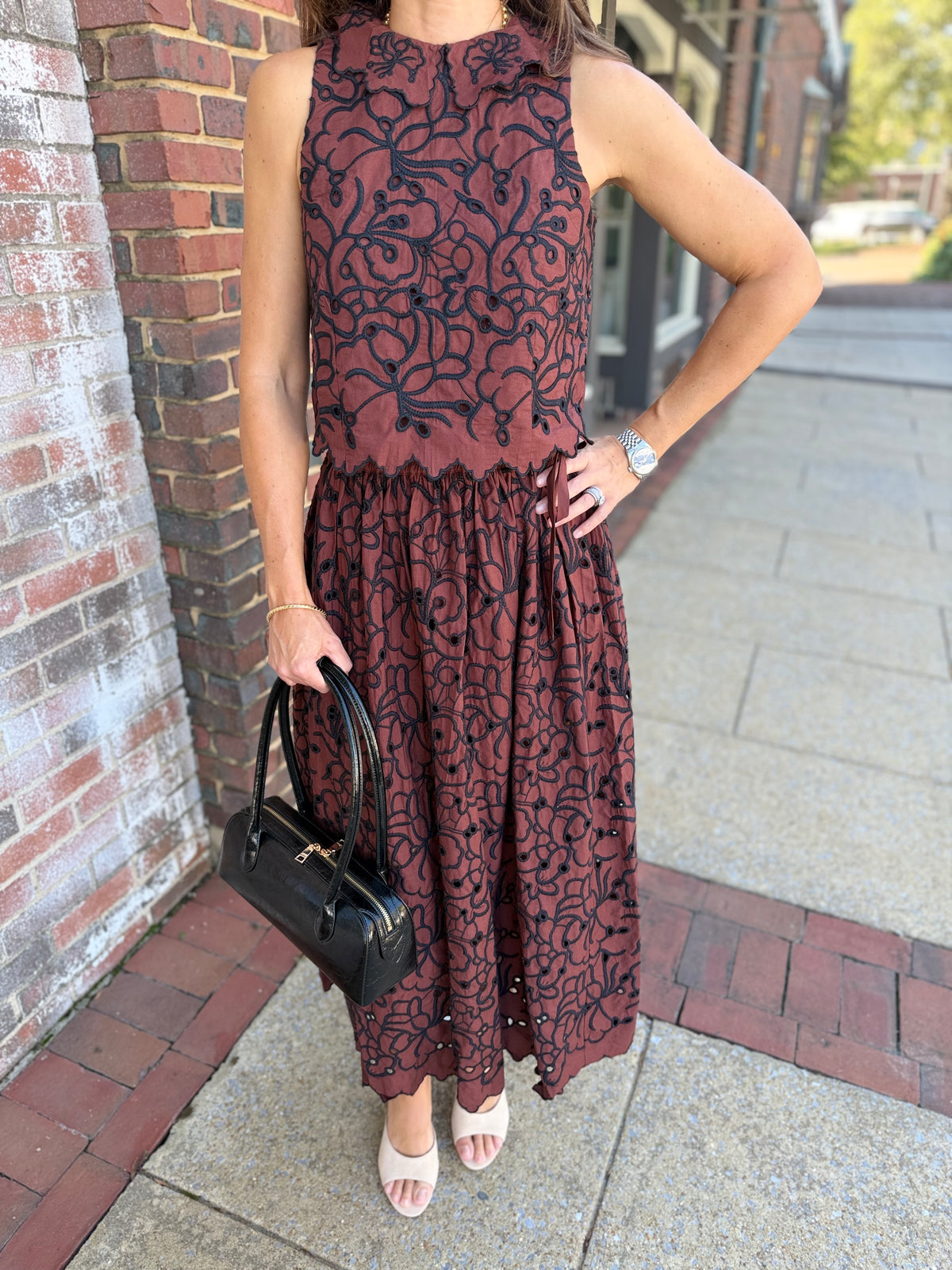 Fantasia Midi Skirt Brownstone Embroidery
